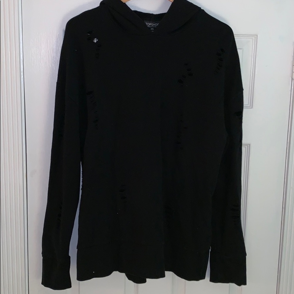 topshop oversized distressed hoodie